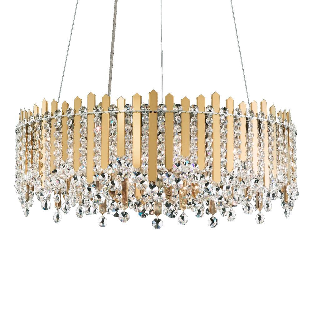 Schonbek MX8343N-301O Chatter 12 Light 24in x 8.5in Round Pendant in Gold Mirror with Clear Optic Crystals