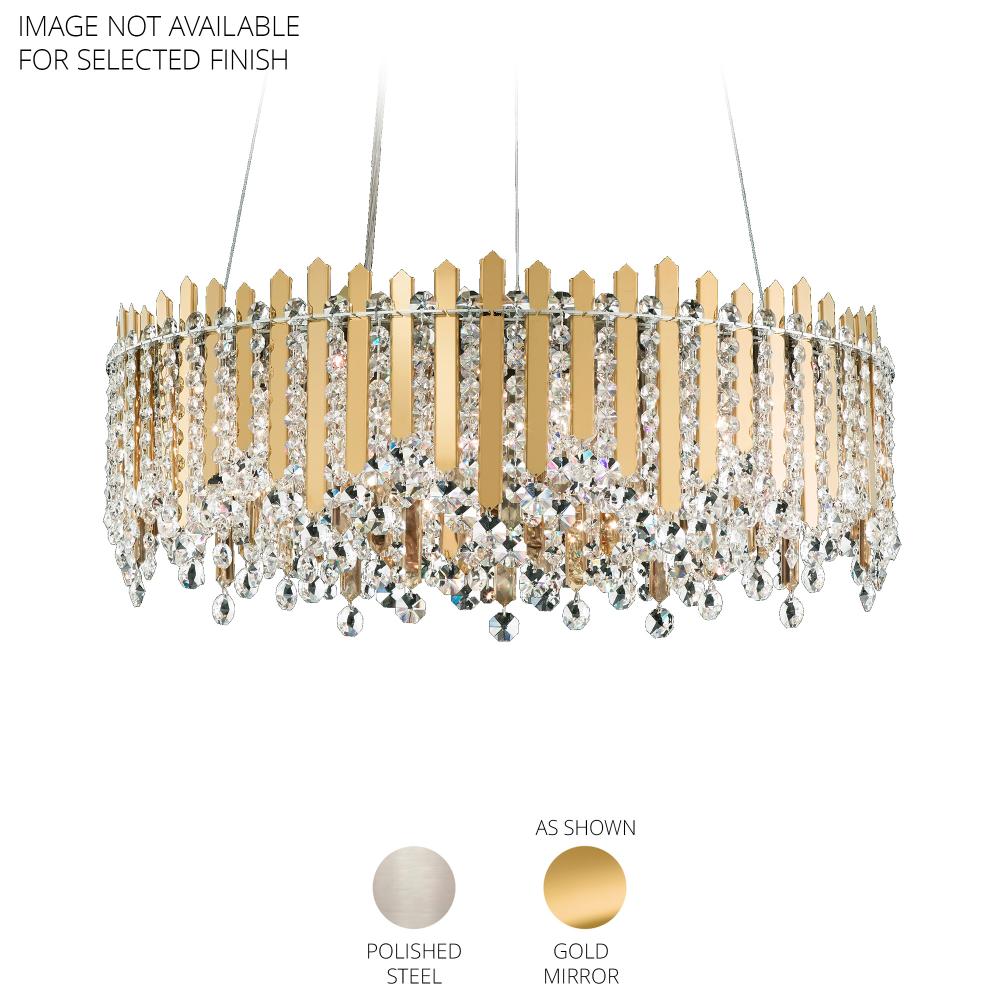 Schonbek MX8343N-401O Chatter 12 Light 24in x 8.5in Round Pendant in Polished Stainless Steel with Clear Optic Crystals