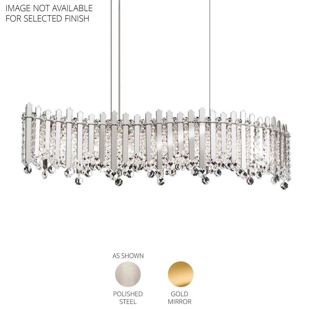 Schonbek MX8346N-301O Chatter 7 Light 32.5in x 8.5in Wavy Pendant in Gold Mirror with Clear Optic Crystals
