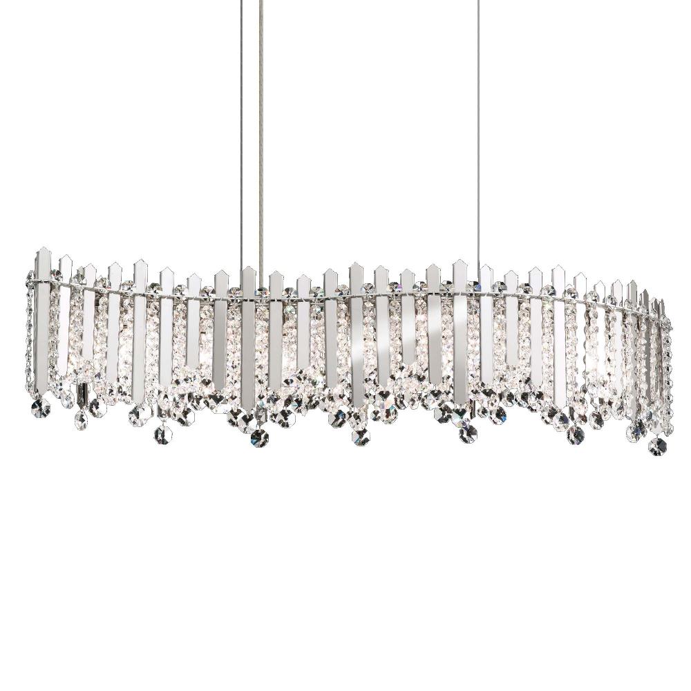 Schonbek MX8346N-401O Chatter 7 Light 32.5in x 8.5in Wavy Pendant in Polished Stainless Steel with Clear Optic Crystals
