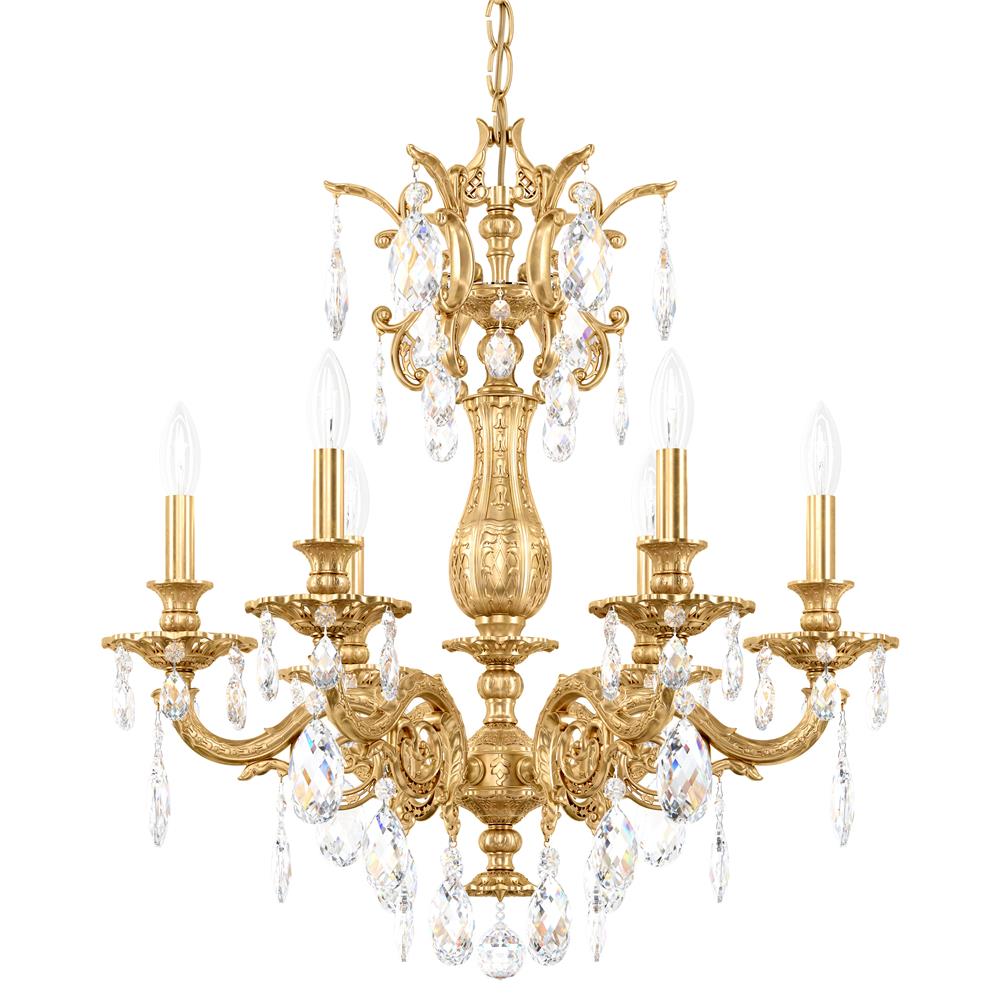 Schonbek 5676-83A Milano 6 Light Chandelier in Florentine Bronze with Clear Spectra Crystal
