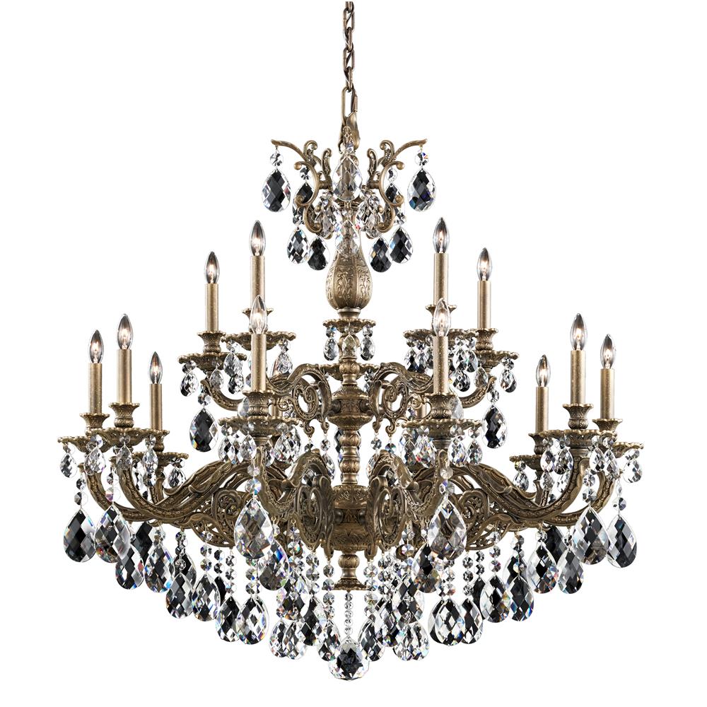 Schonbek 5685-26S Milano 15 Light Chandelier in French Gold with Clear Crystals From Swarovski