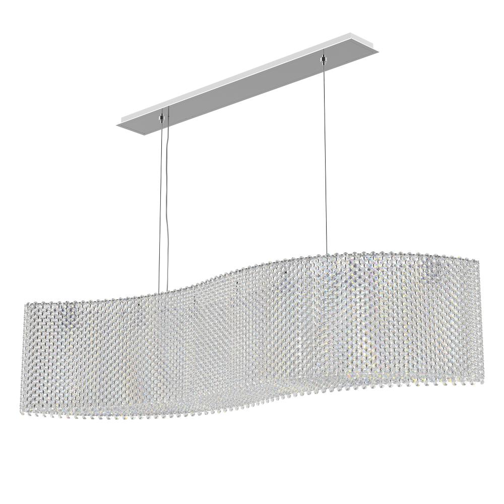 Schonbek RE4821O Refrax 14 Light 48in x 12.5in Pendant in Polished Stainless Steel with Clear Optic Crystals