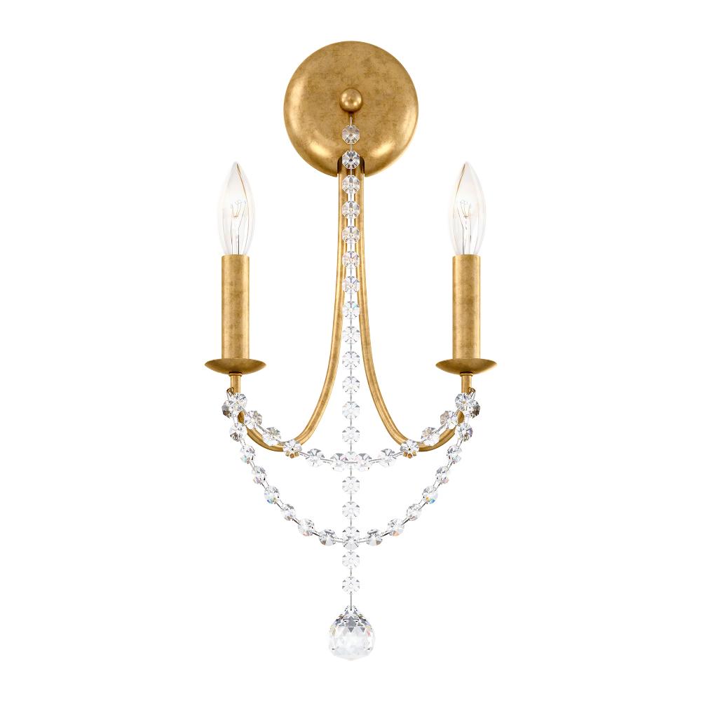 Schonbek RJ1002N-22O Verdana 2 Light 9in x 19in Wall Sconce in Heirloom Gold with Clear Optic Crystals