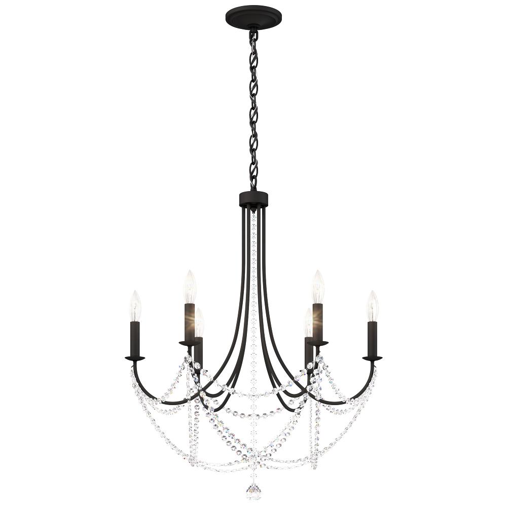 Schonbek RJ1006N-51O Verdana 6 Light 24in x 29in Chandelier in Black with Clear Optic Crystals