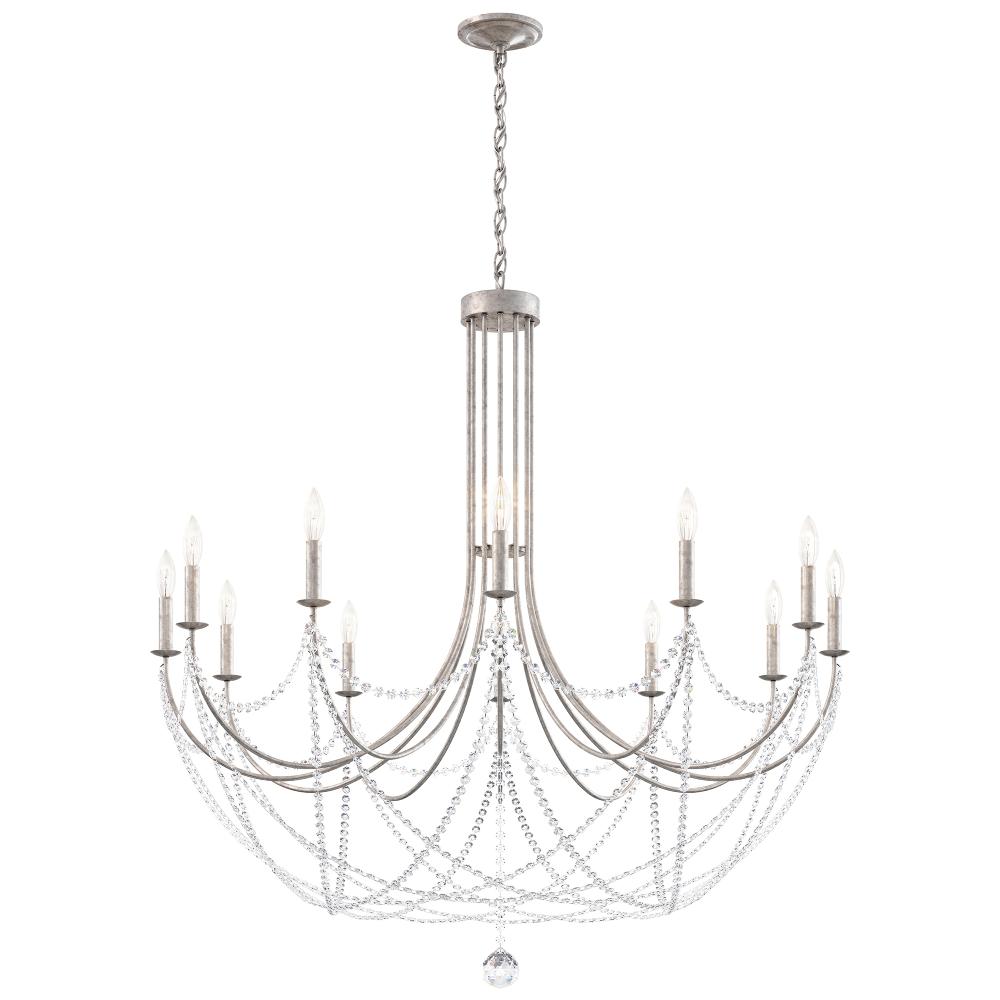 Schonbek RJ1012N-48O Verdana 12 Light 43in x 42.5in Chandelier in Antique Silver with Clear Optic Crystals