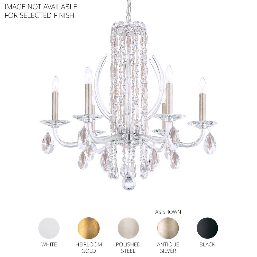 Schonbek RS8306N-06R Siena 6 Light 24.5in x 23.5in Chandelier with Crystal Tusks in White with Clear Radiance Crystals