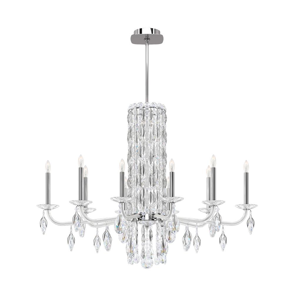 Schonbek RS83101N-401H Siena 10 Light 40.5in x 30in Chandelier in Polished Stainless Steel with Clear Heritage Handcut Crystals