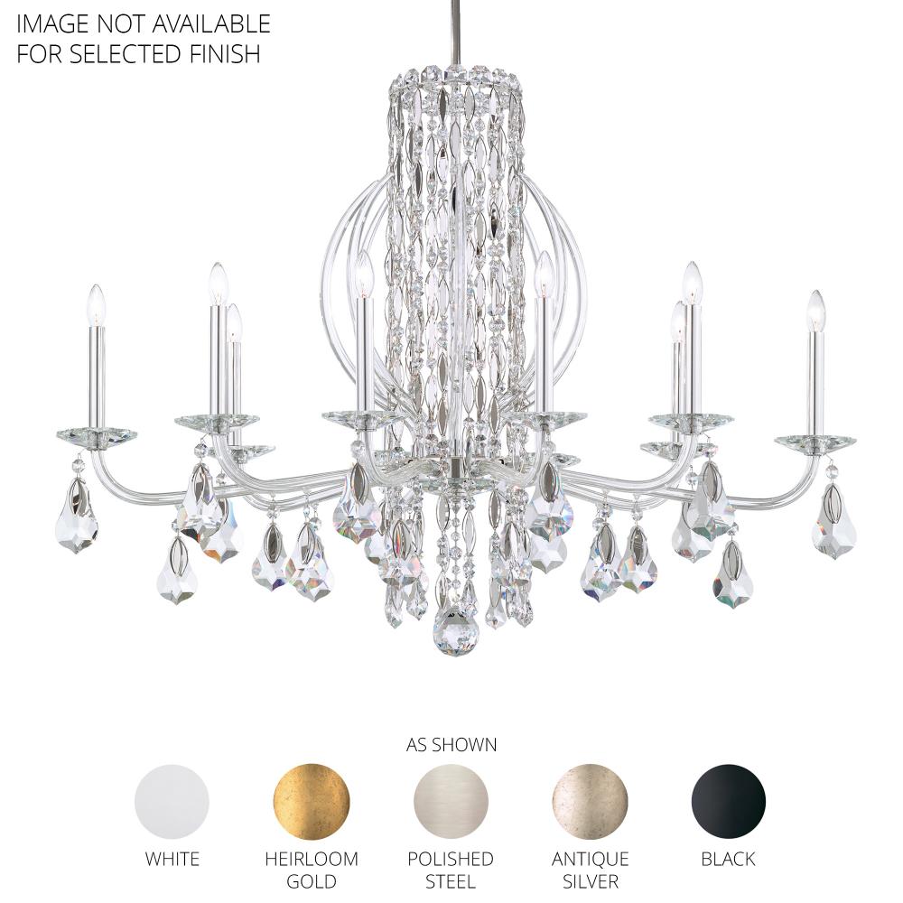 Schonbek RS8310N-06R Siena 10 Light 40.5in x 30in Chandelier with Crystal Tusks in White with Clear Radiance Crystals