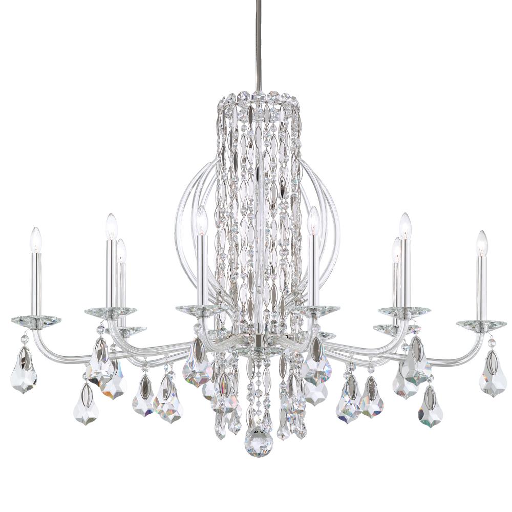 Schonbek RS8310N-401R Siena 10 Light 40.5in x 30in Chandelier with Crystal Tusks in Polished Stainless Steel with Clear Radiance Crystals