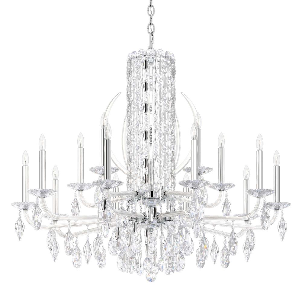 Schonbek RS8315N-401R Siena 15 Light 41in x 35in Chandelier with Crystal Tusks in Polished Stainless Steel with Clear Radiance Crystals