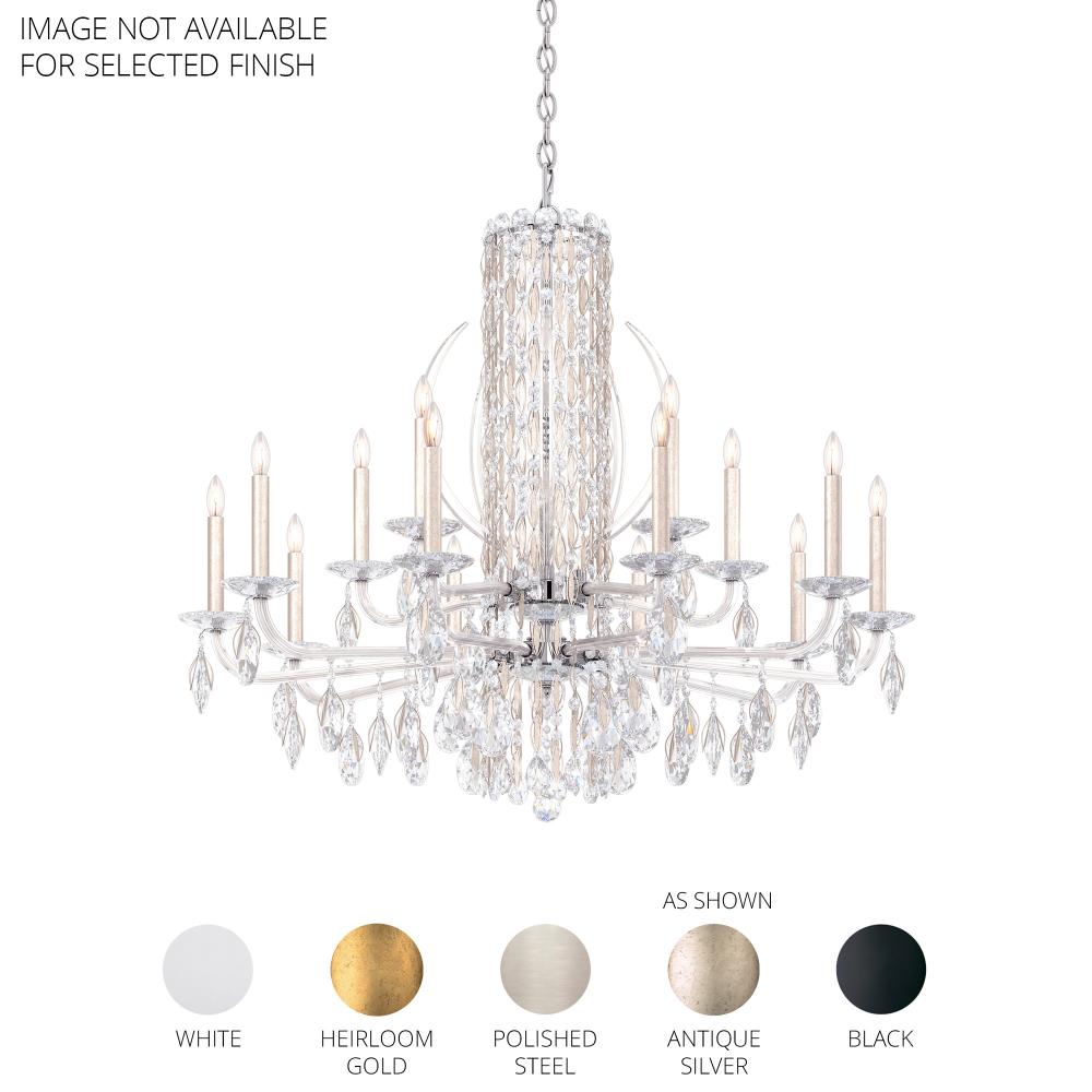 Schonbek RS8315N-51H Siena 15 Light 41in x 35in Chandelier with Crystal Tusks in Black with Clear Heritage Handcut Crystals