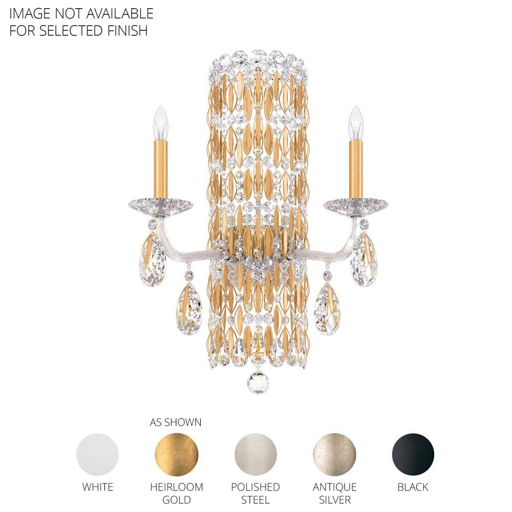Schonbek RS8332N-06R Siena 2 Light Wall Sconce in White with Clear Radiance Crystals