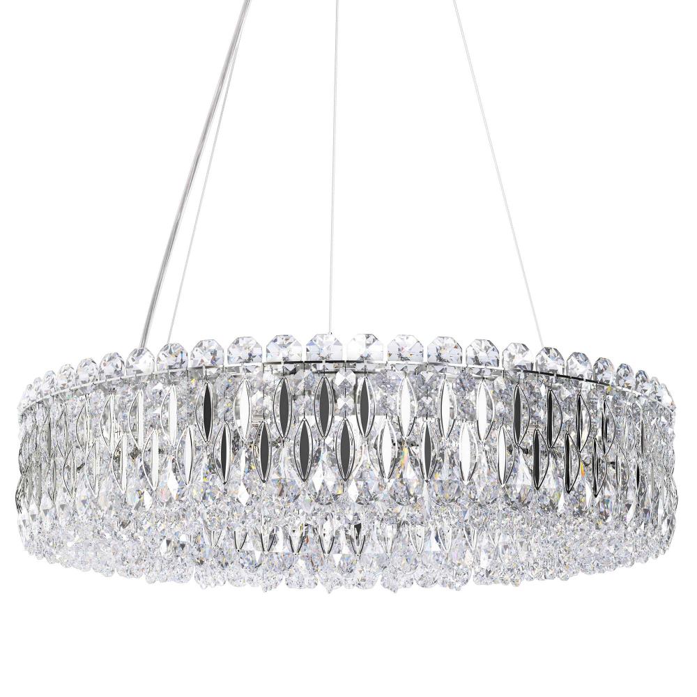 Schonbek RS8343N-401R Sarella 12 Light 24in Round Chandelier in Polished Stainless Steel with Clear Radiance Crystals