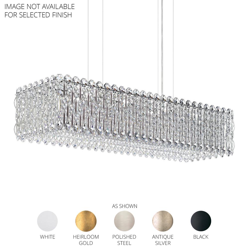 Schonbek RS8344N-06R Sarella 13 Light 37in x 12in Rectangular Chandelier in White with Clear Radiance Crystals