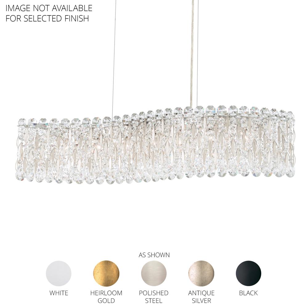 Schonbek RS8346N-06R Sarella 7 Light 33in Linear Chandelier in White with Clear Radiance Crystals