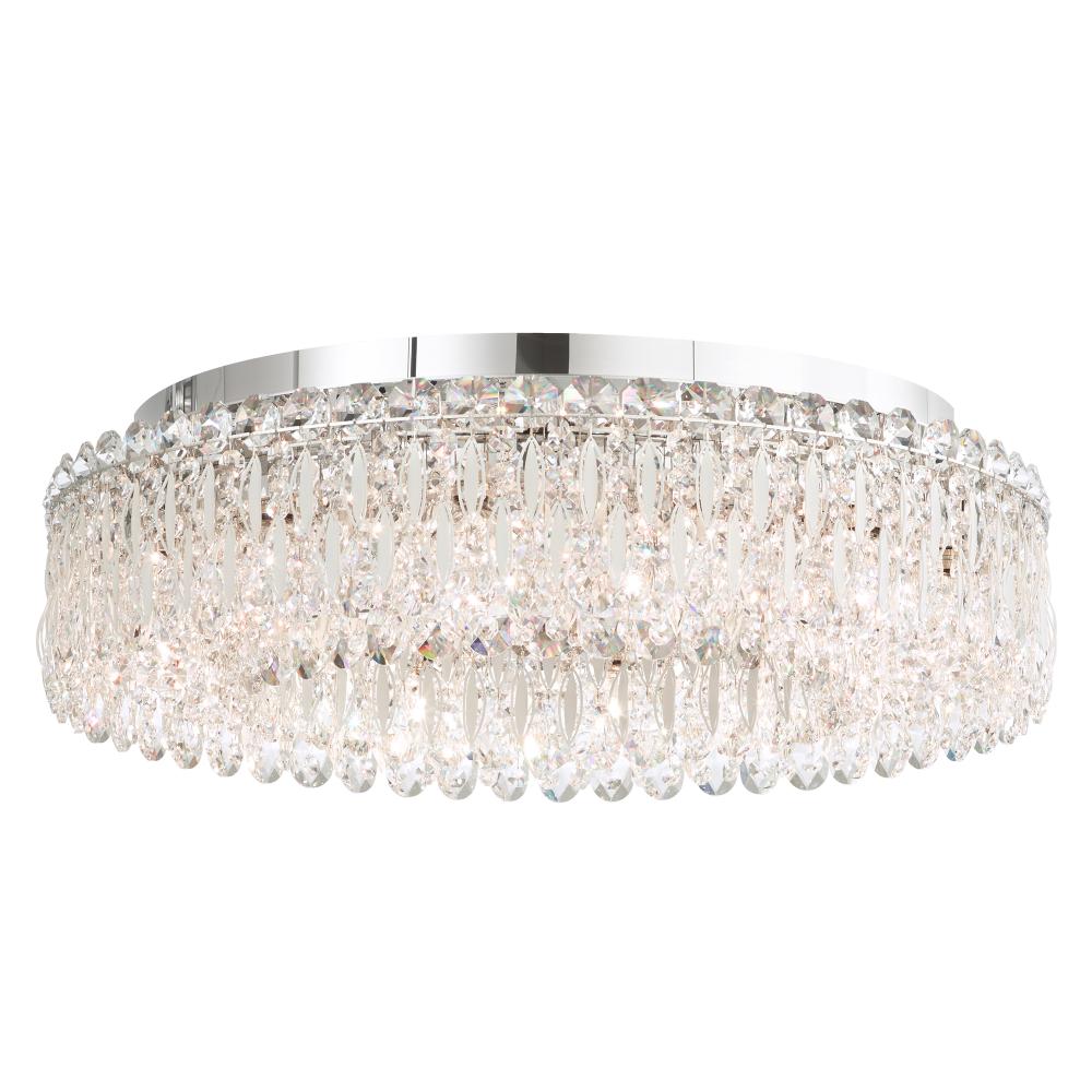 Schonbek RS8347N-06R Sarella 12 Light 24in Round Flushmount in White with Clear Radiance Crystals