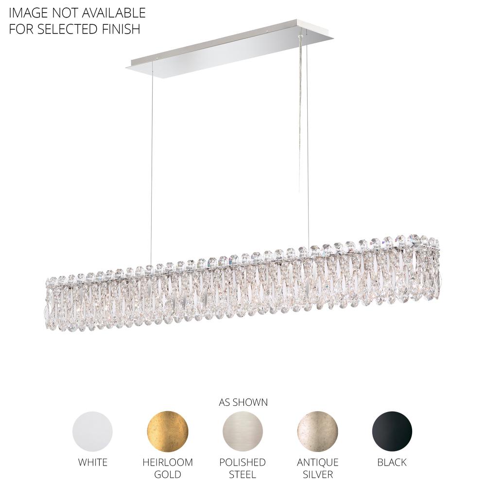 Schonbek RS8352N-06R Sarella 11 Light 48in x 5.5in Rectangular Chandelier in White with Clear Radiance Crystals