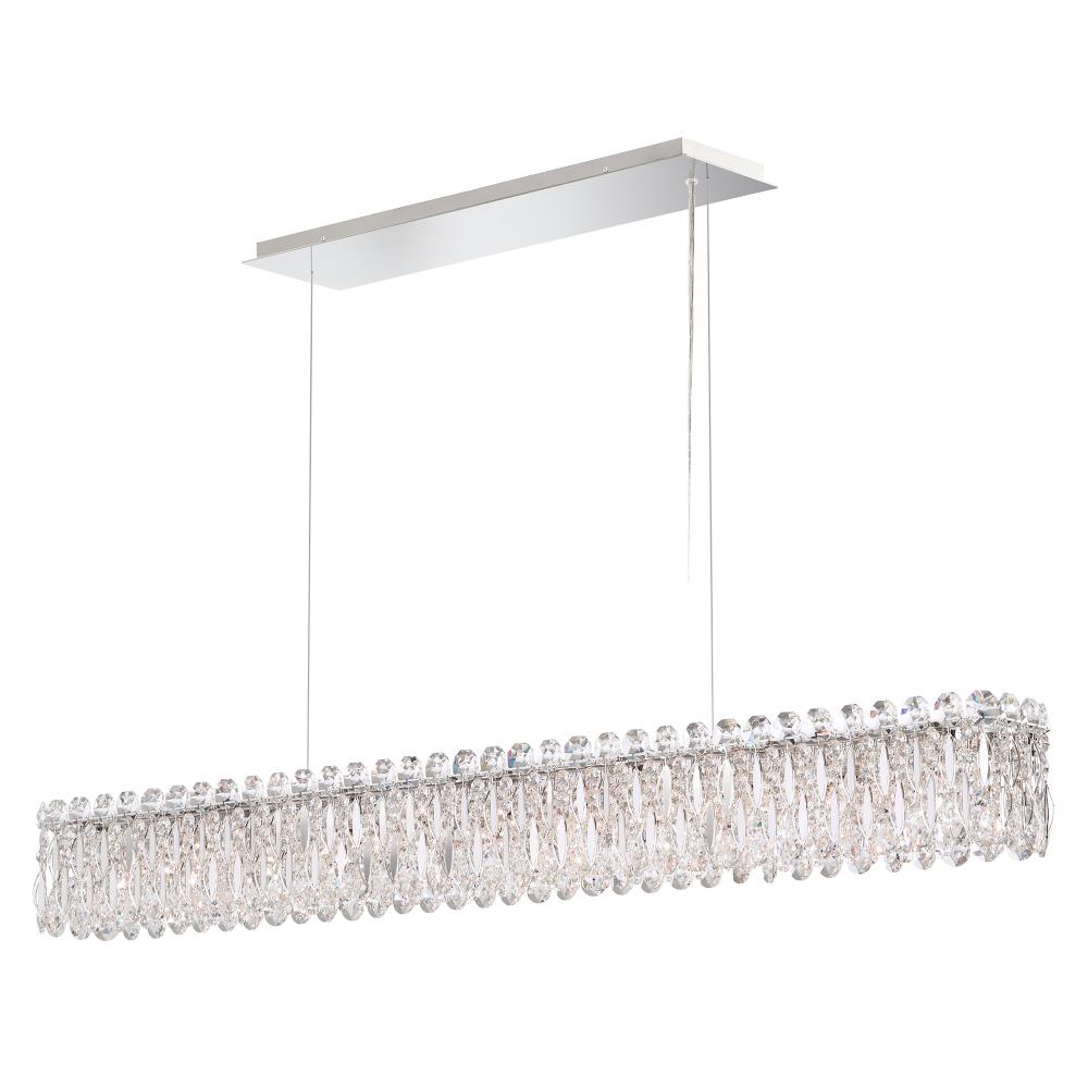 Schonbek RS8352N-401R Sarella 11 Light 48in x 5.5in Rectangular Chandelier in Polished Stainless Steel with Clear Radiance Crystals