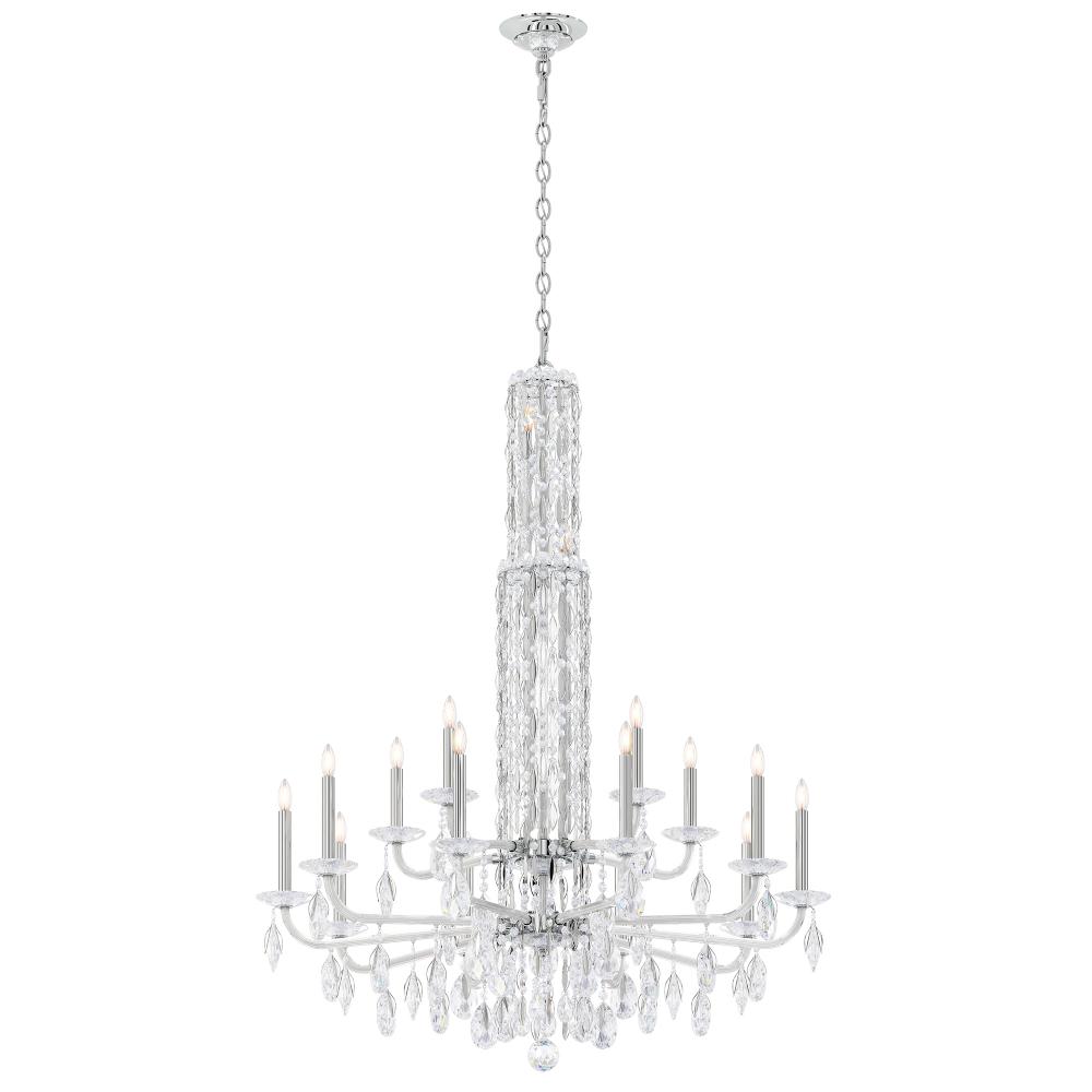Schonbek RS84151N-401H Siena 17 Light 40.5in x 50.5in Two-Tier Chandelier in Polished Stainless Steel with Clear Heritage Handcut Crystals