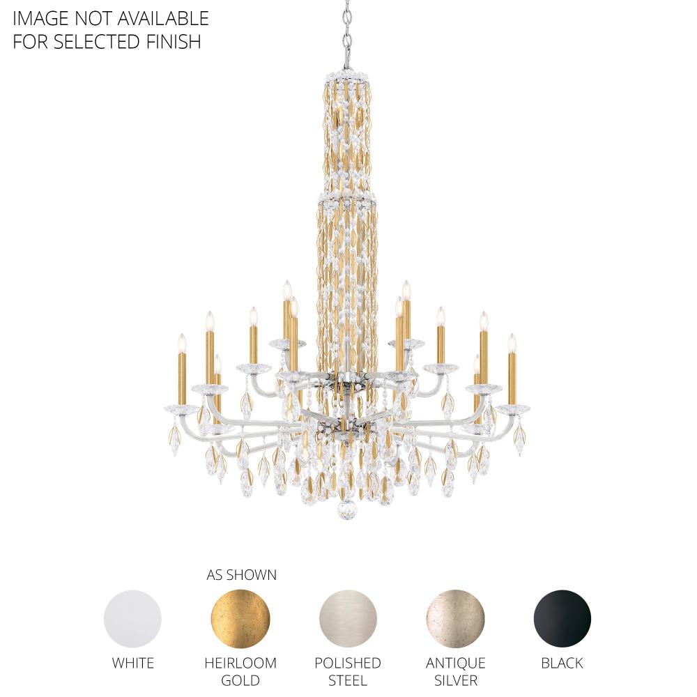 Schonbek RS84151N-51H Siena 17 Light 40.5in x 50.5in Two-Tier Chandelier in Black with Clear Heritage Handcut Crystals