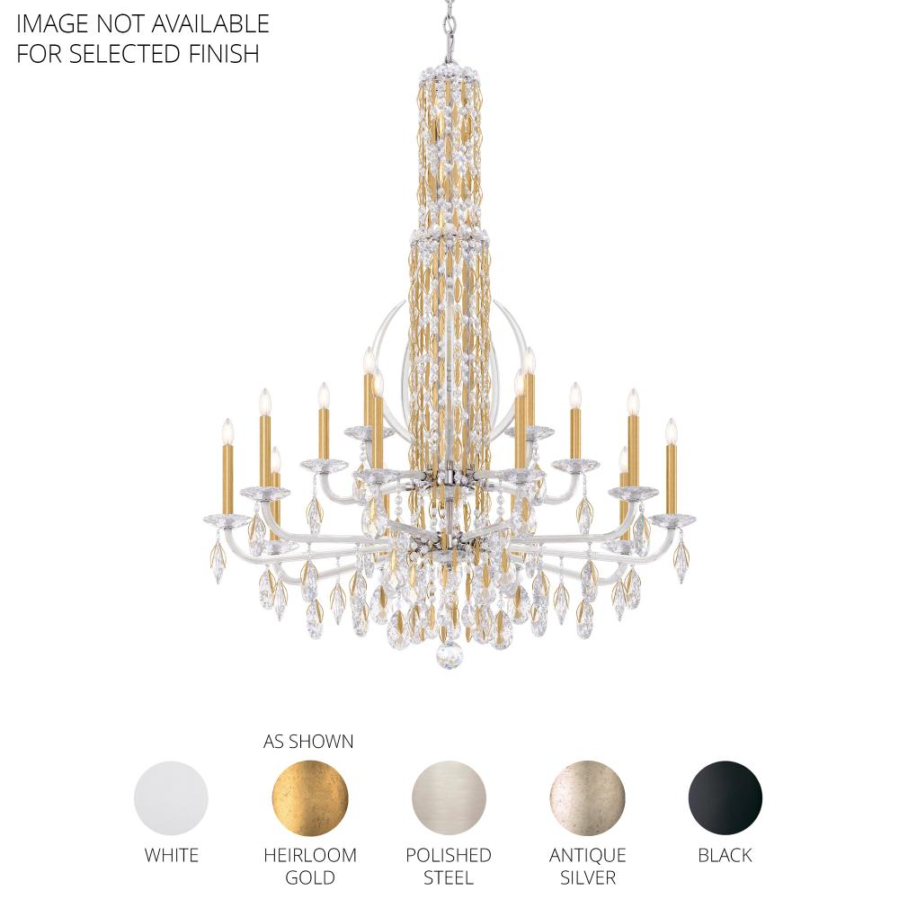 Schonbek RS8415N-51H Siena 17 Light 40.5in x 50.5in Two-Tier Chandelier with Crystal Tusks in Black with Clear Heritage Handcut Crystals