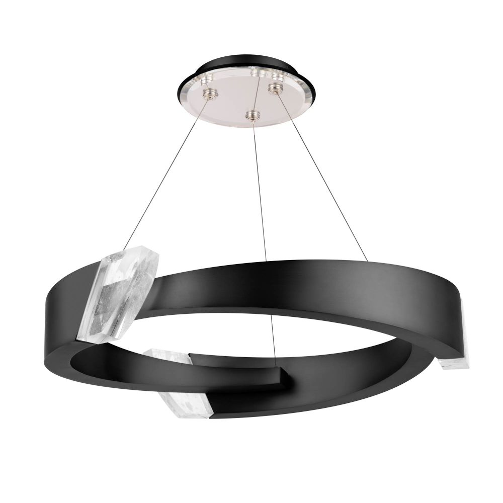 Schonbek S4834-18OH Embrace 34in LED Round Pendant 3000K-3500K-4000K CCT Selectable in Black with Optic Haze Crystal