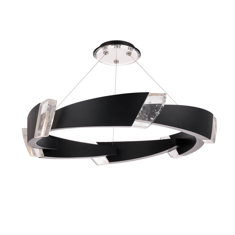 Schonbek S4844-18OH Embrace 44in LED Round Pendant 3000K-3500K-4000K CCT Selectable in Black with Optic Haze Crystal