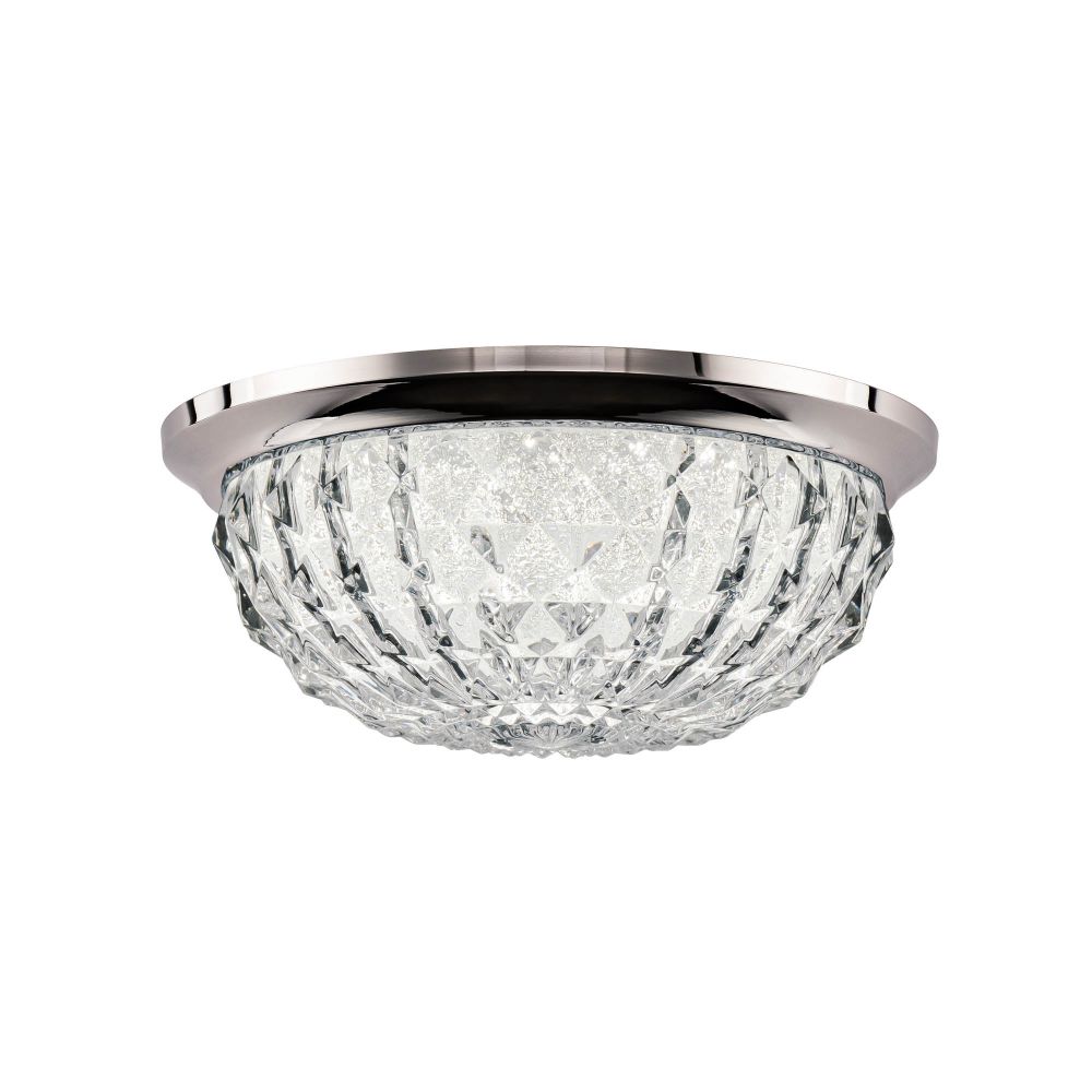 Schonbek S5209-702O Genoa 9in Round LED Flush Mount 3000K-3500K-4000K CCT Selectable in Polished Chrome with Clear Optic Crystal