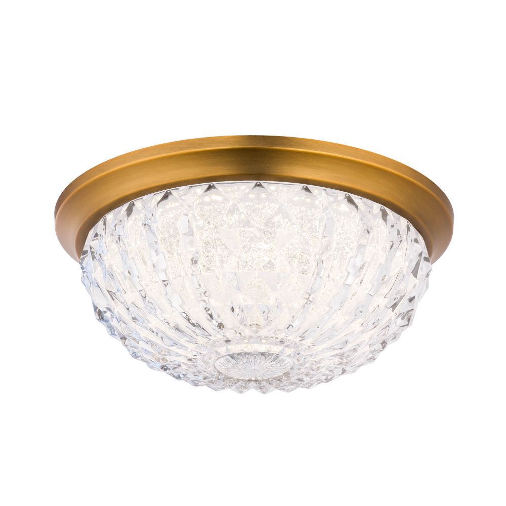 Schonbek S5212-700O Genoa 12in Round LED Flush Mount 3000K-3500K-4000K CCT Selectable in Aged Brass with Clear Optic Crystal