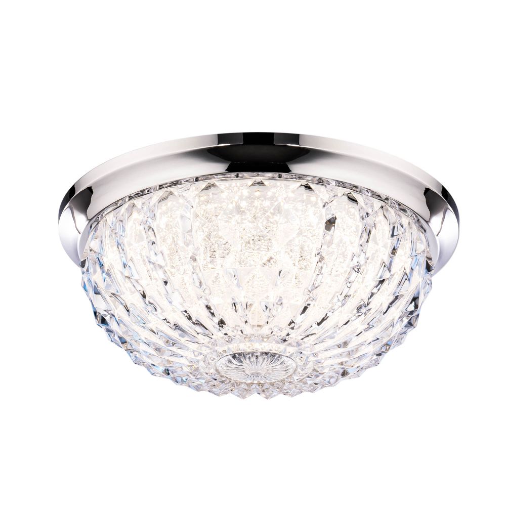 Schonbek S5212-702O Genoa 12in Round LED Flush Mount 3000K-3500K-4000K CCT Selectable in Polished Chrome with Clear Optic Crystal