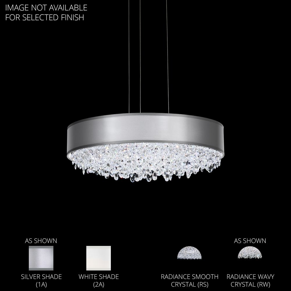 Schonbek S6319-401RS1 Eclyptix 19.5in LED Round Pendant 3000K-3500K-4000K CCT Selectable in Polished Stainless Steel with Silver Shade and Smooth Clear Radiance Crystal