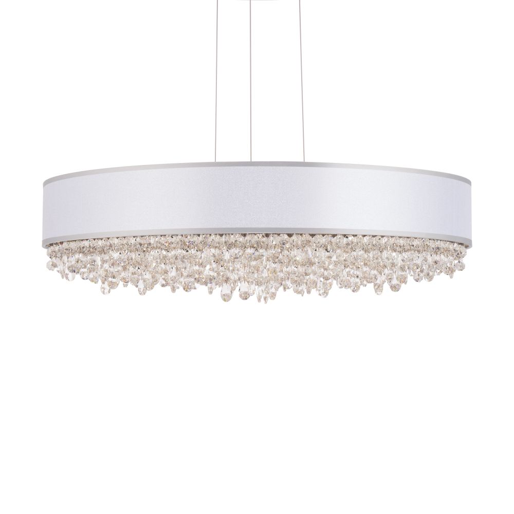 Schonbek S6324-401RW1 Eclyptix 24in LED Round Pendant 3000K-3500K-4000K CCT Selectable in Polished Stainless Steel with Silver Shade and Wavy Clear Radiance Crystal