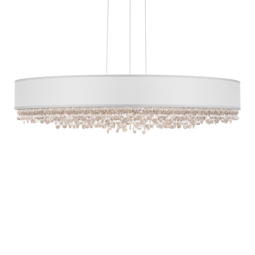Schonbek S6329-401RW1 Eclyptix 29in LED Round Pendant 3000K-3500K-4000K CCT Selectable in Polished Stainless Steel with Silver Shade and Wavy Clear Radiance Crystal