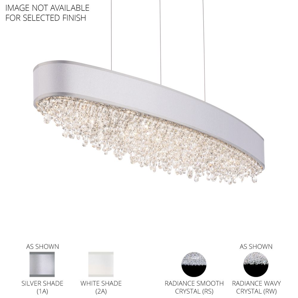 Schonbek S6336-401RS1 Eclyptix 36in LED Linear Pendant 3000K-3500K-4000K CCT Selectable in Polished Stainless Steel with Silver Shade and Smooth Clear Radiance Crystal