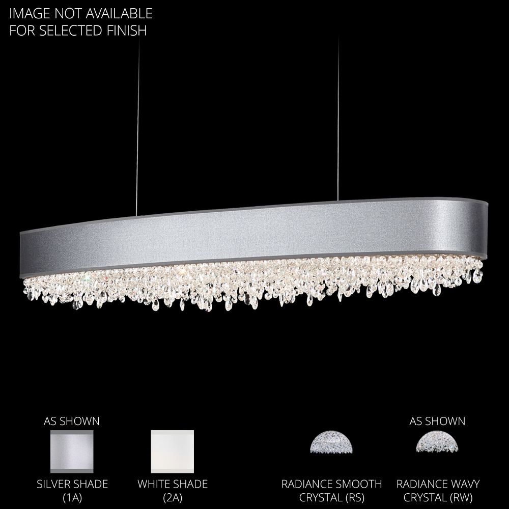 Schonbek S6349-401RS1 Eclyptix 49in LED Linear Pendant 3000K-3500K-4000K CCT Selectable in Polished Stainless Steel with Silver Shade and Smooth Clear Radiance Crystal