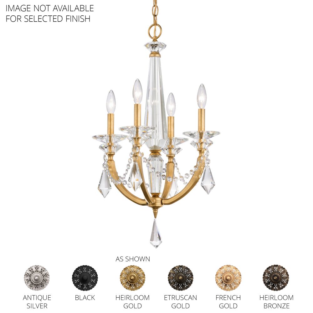 Schonbek S6704N-48R Verona 4 Light 17in x 17in Chandelier in Antique Silver with Clear Radiance Crystal