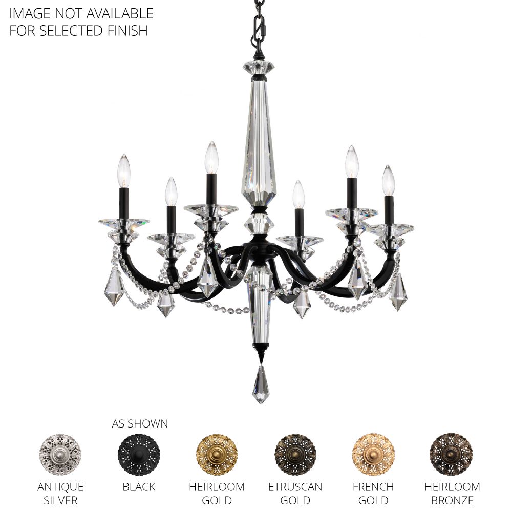 Schonbek S6706N-48R Verona 6 Light 30in x 30in Chandelier in Antique Silver with Clear Radiance Crystal