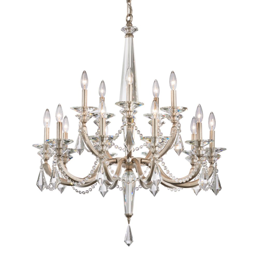 Schonbek S6715N-48R Verona 15 Light 2-Tier 32.5in x 32.5in Chandelier in Antique Silver with Clear Radiance Crystal