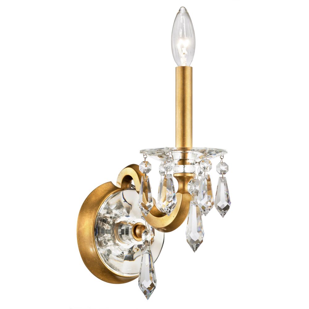 Schonbek S7601N-22R Napoli 1 Light Wall Sconce in Heirloom Gold with Clear Radiance Crystal