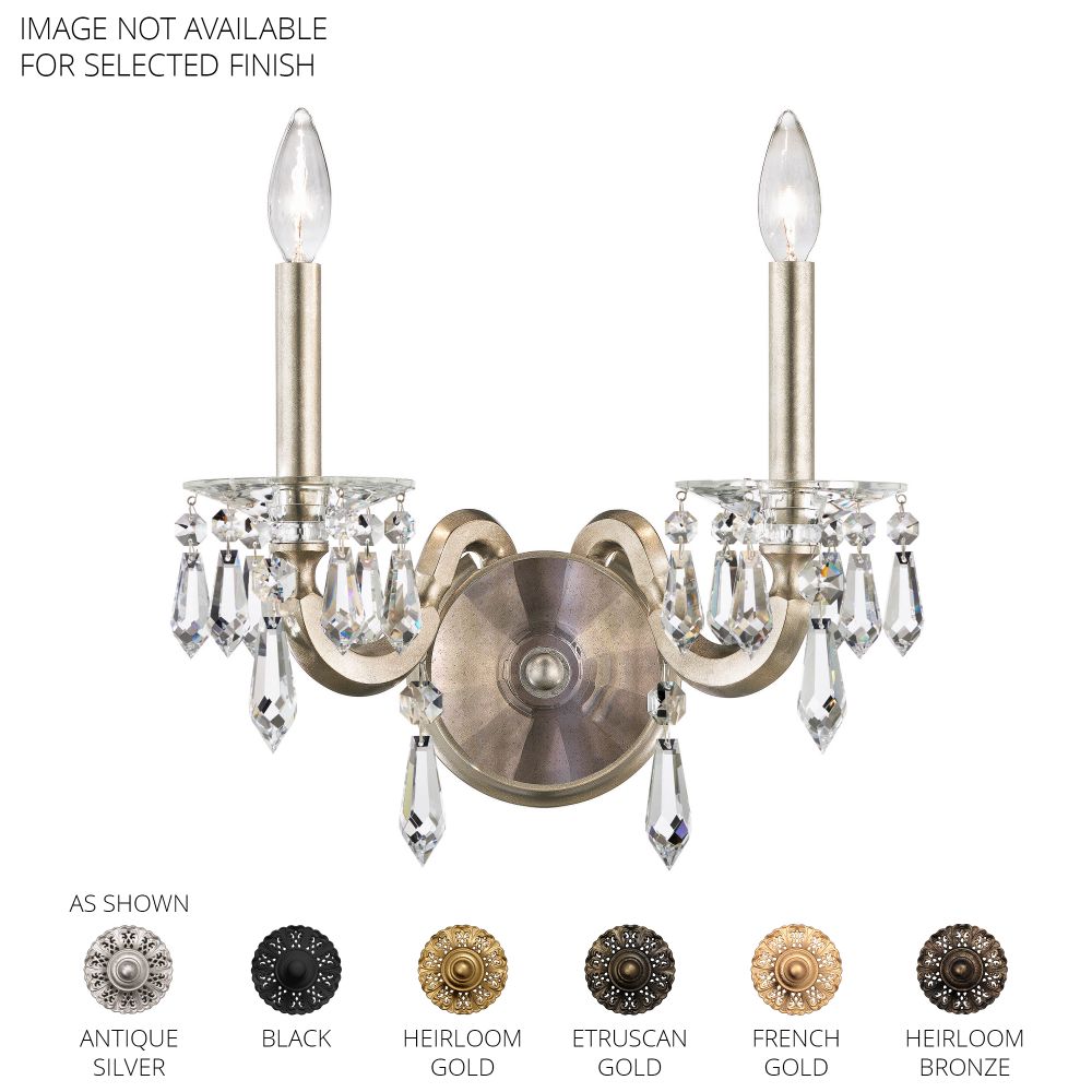 Schonbek S7602N-22R Napoli 2 Light Wall Sconce in Heirloom Gold with Clear Radiance Crystal
