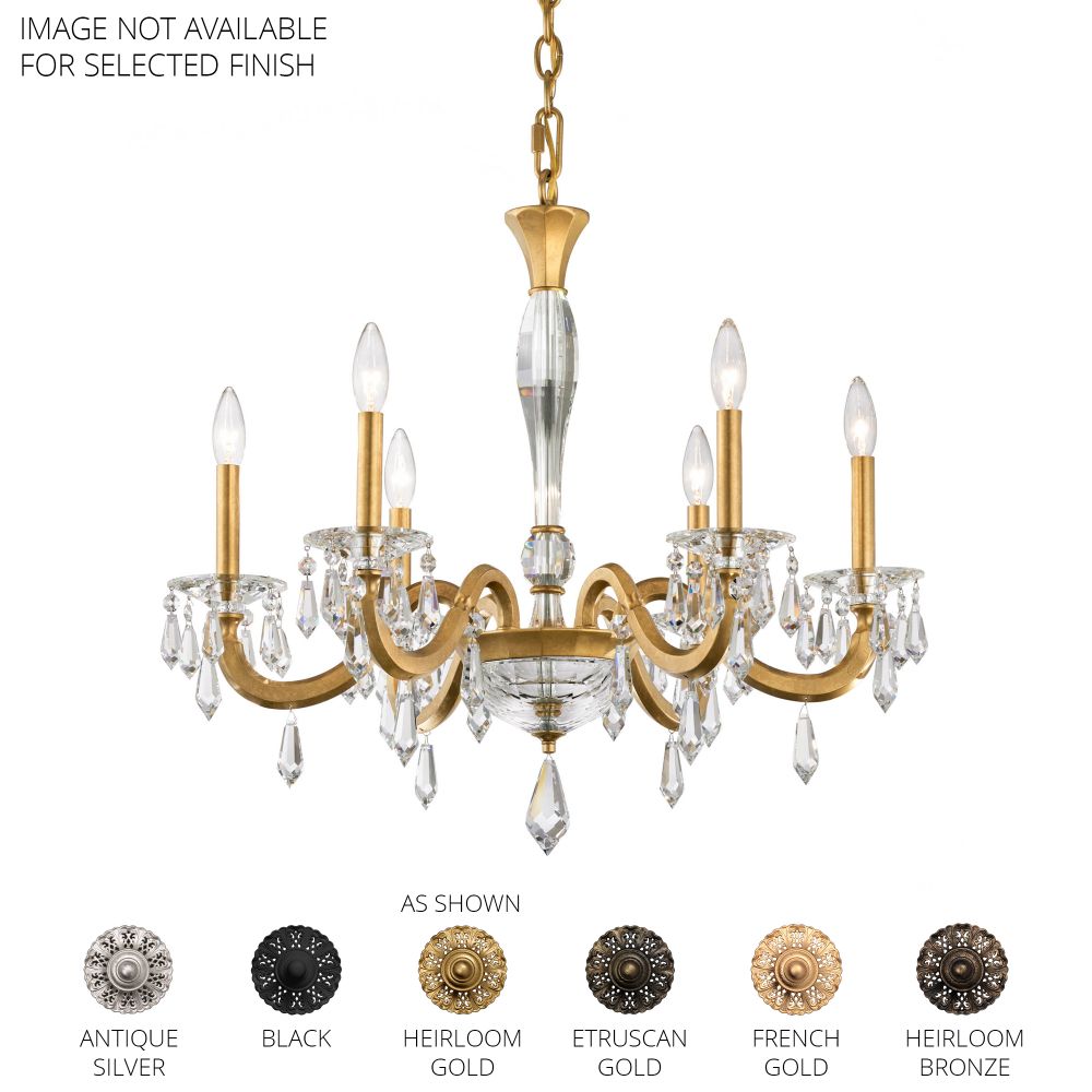 Schonbek S7606N-48R Napoli 6 Light 28in x 28in Chandelier in Antique Silver with Clear Radiance Crystal