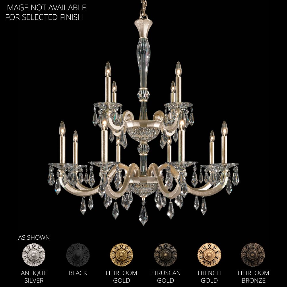 Schonbek S7612N-22R Napoli 12 Light 2-Tier 32in x 32in Chandelier in Heirloom Gold with Clear Radiance Crystal