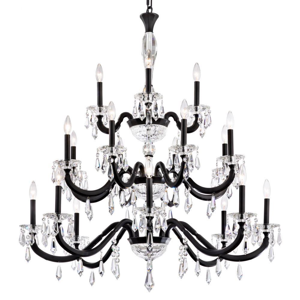 Schonbek S7620N-51R Napoli 20 Light 3-Tier 42.5in x 42.5in Chandelier in Black with Clear Radiance Crystal