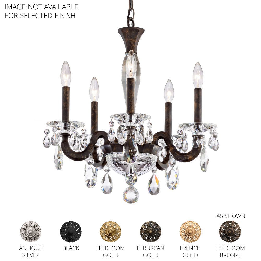 Schonbek S8605N-22R San Marco 5 Light 20.5in x 20.5in Chandelier in Heirloom Gold with Clear Radiance Crystal