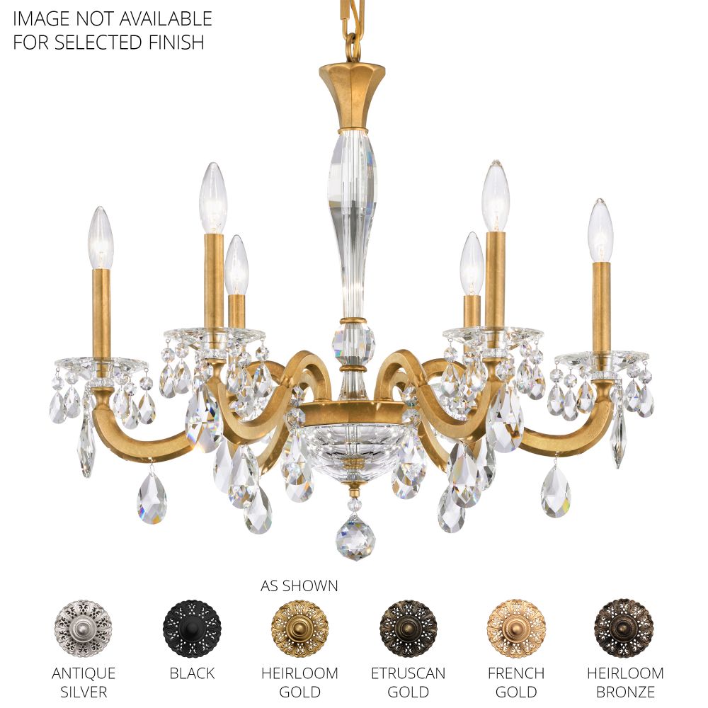 Schonbek S8606N-48R San Marco 6 Light 28in x 28in Chandelier in Antique Silver with Clear Radiance Crystal