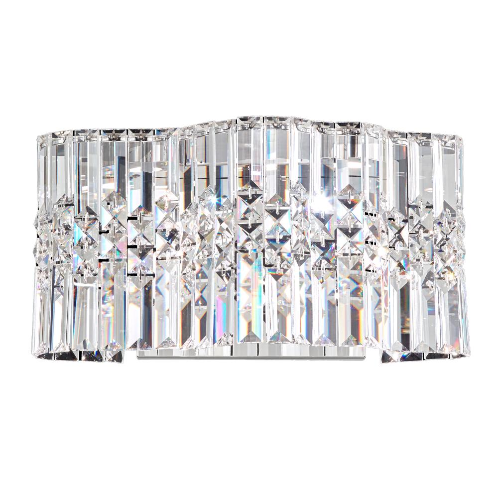 Schonbek SPU170N-SS1O Selene 2 Light 14.5in x 7.5in Wall Sconce in Polished Stainless Steel with Clear Optic Crystals