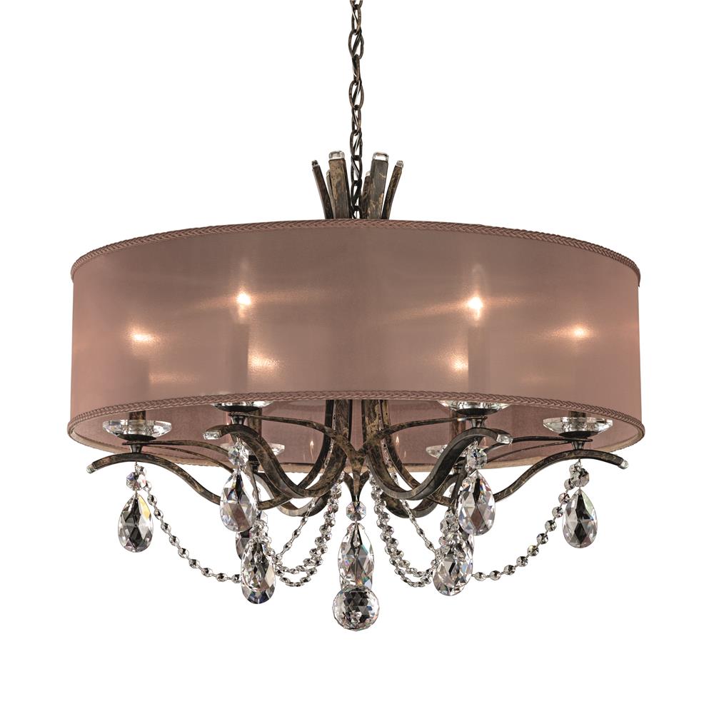 Schonbek VA8306N-26H1 Vesca 6 Light Chandelier in French Gold with Clear Heritage Crystal and Shade Hardback White