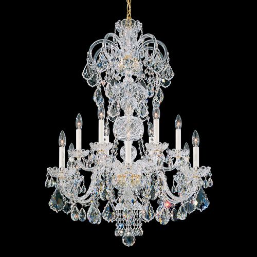 Schonbek 6813-40S Olde World 12 Light Chandelier in Silver with Clear Crystals From Swarovski