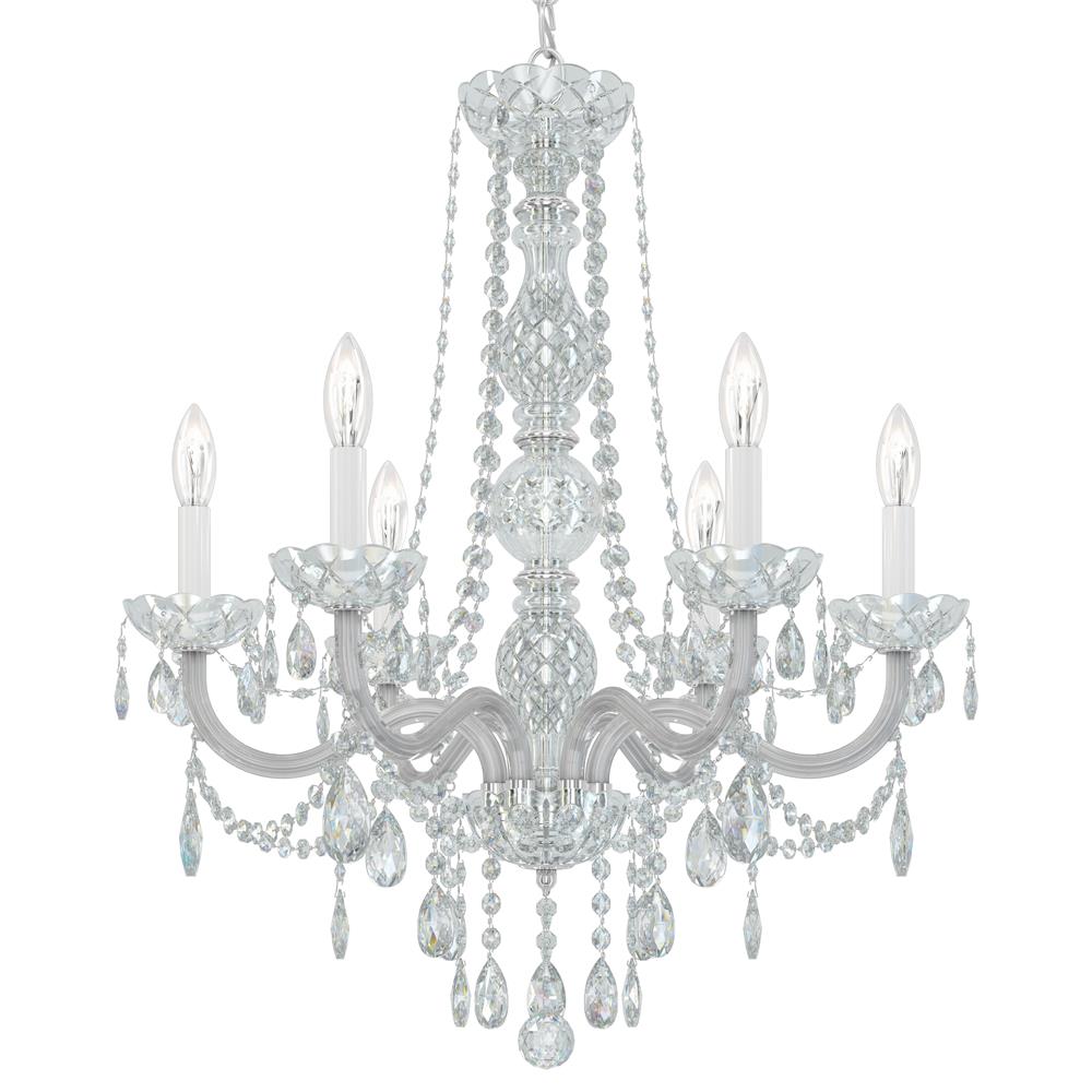 Schonbek 1303-40H Arlington 6 Light Chandelier in Silver with Clear Heritage Crystal